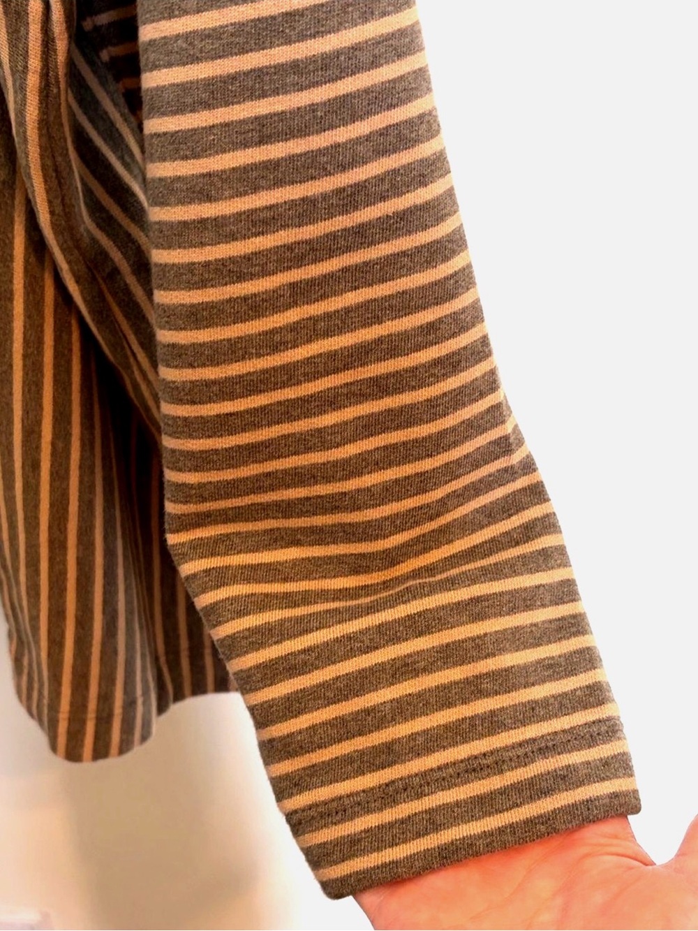 J. Jill NWT 3X Striped Mock Neck Knit Top Tan Gray Long Sleeve Plus French Terry - Picture 7 of 10